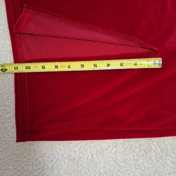 SHEIN Modely Puff Long Sleeve Velour Midi Red Dress w/Satiny Black Collar, Sz XL - Picture 13 of 15